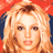 A 48x48 pixel buddy icon split into two sections: a left-side portrait of a blonde woman with red background and right-side green text on black dots reading "Original Icons .com".