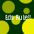 Dark green background with scattered yellow circles; four instances of 'Eds RuLe!!' text in white pixelated font; yellow circles shift position between frames.