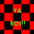 A 4-frame animated contact sheet showing a red and black checkered pattern with green text "YA BOI!!" in various distorted positions across the frames.