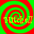 Four identical spiral patterns with alternating red and green rings, each containing yellow text reading "1 Uttchell" in a pixelated font.