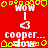 Red background with yellow border, white text 'WOW', 'cooper...', 'dove', and heart symbols, animated yellow border pulses.