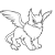 Pixelated grayscale icon of a winged creature with large ears and a long tail, rendered in low-resolution blocky style.