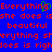 Blue background with red pixelated text repeating 'Everything she does is beautiful' and 'everything sherything she does is right' with green pixelated 'D' and 'O' letters.