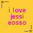 Yellow background with repeating pink text 'i love jessi eossa' and alternating black/gold star icons in a pattern