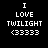 Four identical pixelated text arranged in a , each displaying 'I LOVE TWILIGHT <33333' with varying background colors