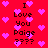 Red background with pink pixelated hearts and black text reading "I Love You Paige ???" in two vertical