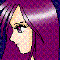 Four anime-style character faces with long purple hair displayed in a , each showing distinct facial expressions against a dark background