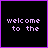 Two adjacent black with purple borders display pixelated text: 'welcome to the' on left and 'REAL WORLD' on right