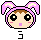 A 2x2 contact sheet of four pixel art character faces with pink bunny ears and brown cat ears, each showing different mouth expressions and Japanese text below them on a gray background.