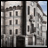 Pixelated image of a multi-story stone building with vertical windows and a blue sky background, next to stylized text reading "AnimeIM" and "com".