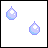 Pixelated blue water droplets animate above text reading LET IT RAIN in a