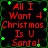 Red pixelated text reads "All I Want 4 Christmas Is U Santa!" on black background with green star and leaf patterns, animated by changing star positions.