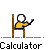 Pixel art of calculator-themed icons with a central animated sequence showing a calculator display changing from 'BOOBS' to '0000'