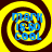 Four identical spiral patterns with yellow and dark brown rings, each containing blue text reading "FRANK COOL" in a pixelated font.