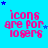 identical pixelated icons on a bright blue background, each displaying pink text 'icons are for losers' with scattered small stars
