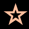 Five star-shaped icons in peach, yellow, green, blue, and purple with black inner stars on a black background.