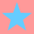 Four light blue stars arranged in a on a solid coral background, each star with five points and uniform fill