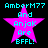 Four identical pixelated images of a pink star with cyan text reading "AmberM77 And Anjak Are BFFL!" on a black background.
