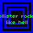 Four identical square with blue and black concentric borders, green text reading 'hollister rock like hell' overlaid on each