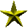 Golden star-shaped icons in various sizes and orientations arranged on a gray background, with some appearing as 3D-rendered objects.