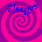 Four identical spiral patterns in pink and purple with blue text reading "Sleepy?" at the top of each, arranged in a on a solid background