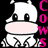 Pixelated white cow icon with large black eyes, pink cheeks, and small horns against a black background; vertical magenta text 'COWS' on the right.