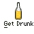 Pixelated static icon showing a bottle of yellow liquid with bubbles above text reading "Get Drunk" on gray background.