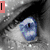 A pixelated eye with blue iris and black eyeliner, a cyan heart outline, and a black banner with pink text reading "Converse" over a blurred background.