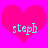 Two identical pink heart shapes on a bright magenta background, each containing light blue text reading "steph" in pixelated font.