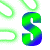 Green and blue gradient 'S' with pixelated edges, surrounded by green motion trails on a white background.