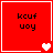 Red square icon with black text 'kcuf uoy' and white heart symbols changing