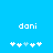 Blue background with white text 'doni' and five pixelated symbols below, where the third symbol changes from light blue to white between frames.