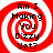 Red and white spiral pattern with black text reading "Am I Making You Dizzy Yet?" arranged in a circular layout.