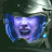 A 48x48 pixel animated contact sheet showing two frames of a Battlestar Galactica-themed buddy icon with a character face and spaceship design against dark backgrounds.