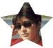 Star-shaped icon with a person wearing sunglasses and red clothing, showing animation changes in the head area.