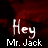 Animated sequence showing repeated 'Hey Mr. Jack' text with evolving punctuation and color shifts, transitioning to 'Is that mouthwash in your eyes?' text on a dark red background.
