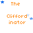 Animated icon with orange text 'The Clifford inator' and blue stars on white background, showing star positions changing across frames.