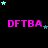 Black background with pink 'DFTBA' text and scattered cyan and dark blue stars in a pattern