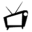 Black-and-white retro television set icons with antenna, screen patterns changing across frames.