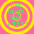 A static image with four identical circular icons arranged in a on a pink background, each containing green text and yellow concentric rings