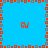 A static pixel art icon with a blue background, red and gray border pattern, and four identical orange 'CV' symbols at the corners.