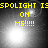 Yellow text "SPOTLIGHT IS ON ME!!!!!" over a grayscale spotlight effect with four distinct light positions across the