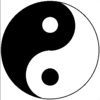 A black-and-white yin-yang symbol with white text reading "i'm ying" and "he's yang" on a black background, plus "we're perfect together" text.