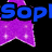 Purple star-shaped icons with white sparkles and blue text reading "Sop" "is" "LIFE" on a black background.