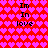 Red background with repeating pink heart pattern and black text reading "Im In love" in four separate clusters.