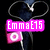 Animated icon with dark blue figure wearing white earbuds, forming heart shapes with earbuds, pink and white circular elements, and changing purple text labels.