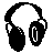 Four colored headphone icons with 'music is LIFE' text below each, showing animation changes in dot patterns and letter colors across frames.