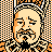 Pixelated 48x48 static icon featuring a stylized face with orange and black checkered background, rendered in retro video game style with limited color palette.