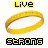Two side-by-side pixelated images of a golden ring with yellow text above and below reading 'LIVE' and 'STRONG', each showing distinct visual variations.