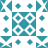 Pixelated geometric pattern with teal and white colors, featuring a central square with four circular motifs surrounded by smaller cross-shaped elements and corner triangles.